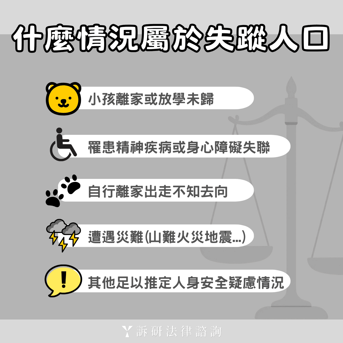 哪些情況屬於失蹤人口？