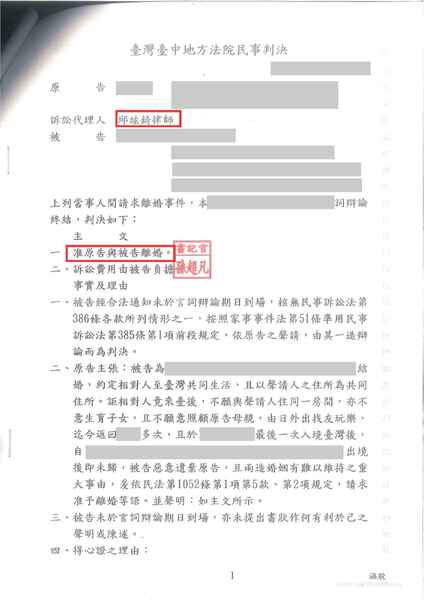 邱竑錡律師離婚訴訟，對方惡意遺棄－訴研