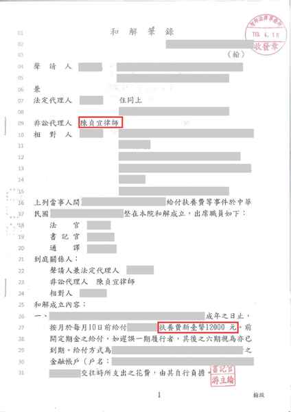 陳貞宜律師離婚調解成功，對方同意支付小孩醫藥費－訴研
