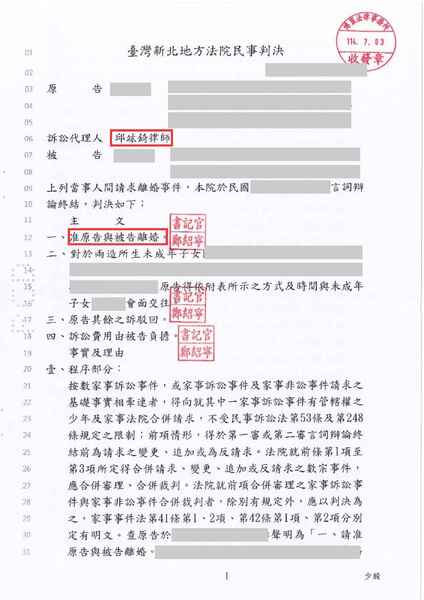 邱竑錡律師離婚勝訴，爭取探視成功－訴研