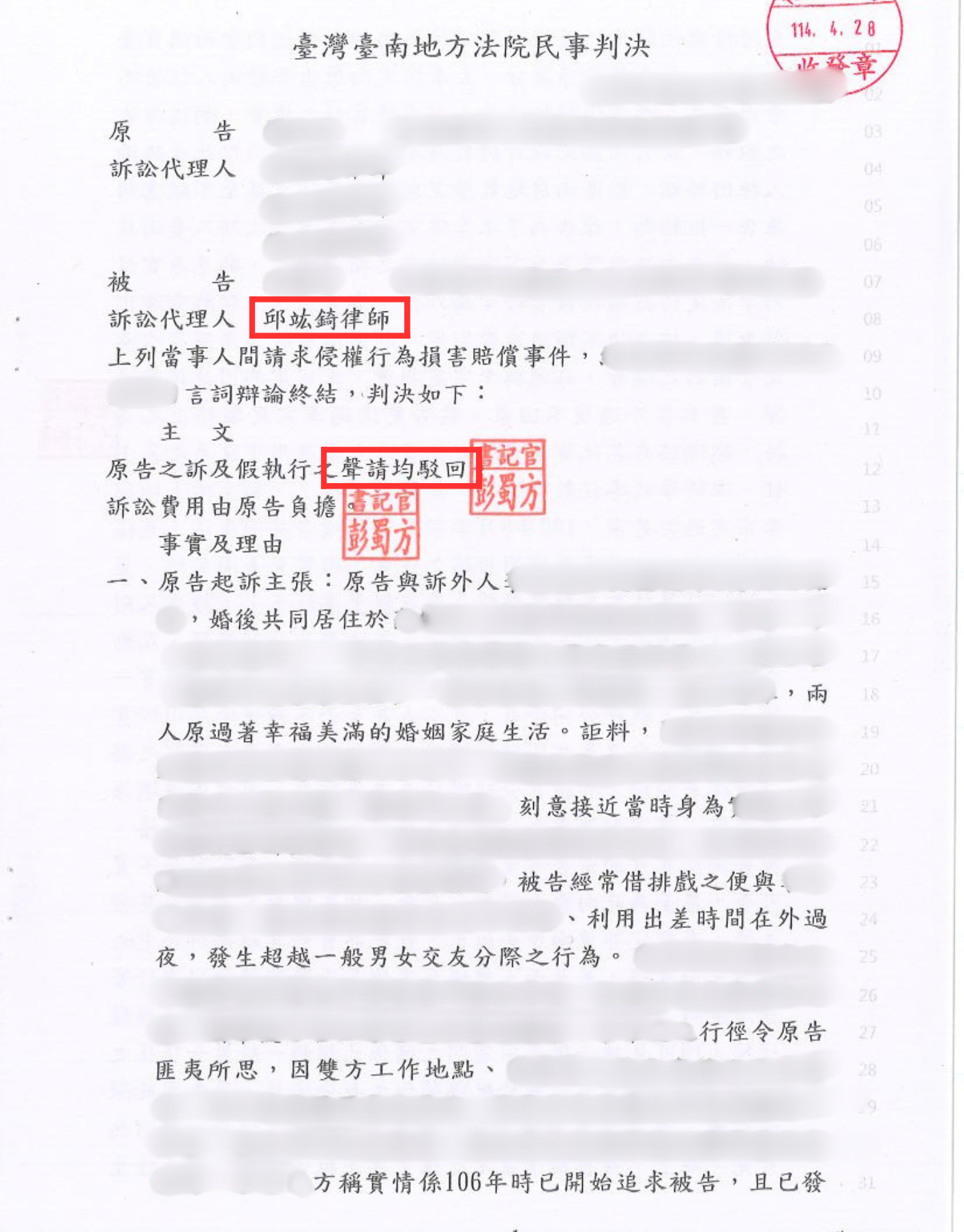 侵害配偶權駁回 勝訴案例