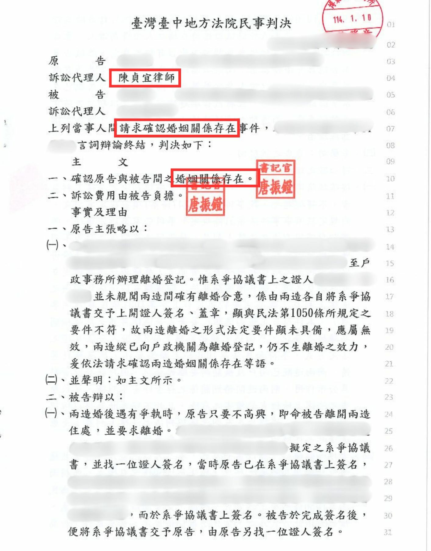 離婚無效 確認婚姻關係存在 勝訴案例